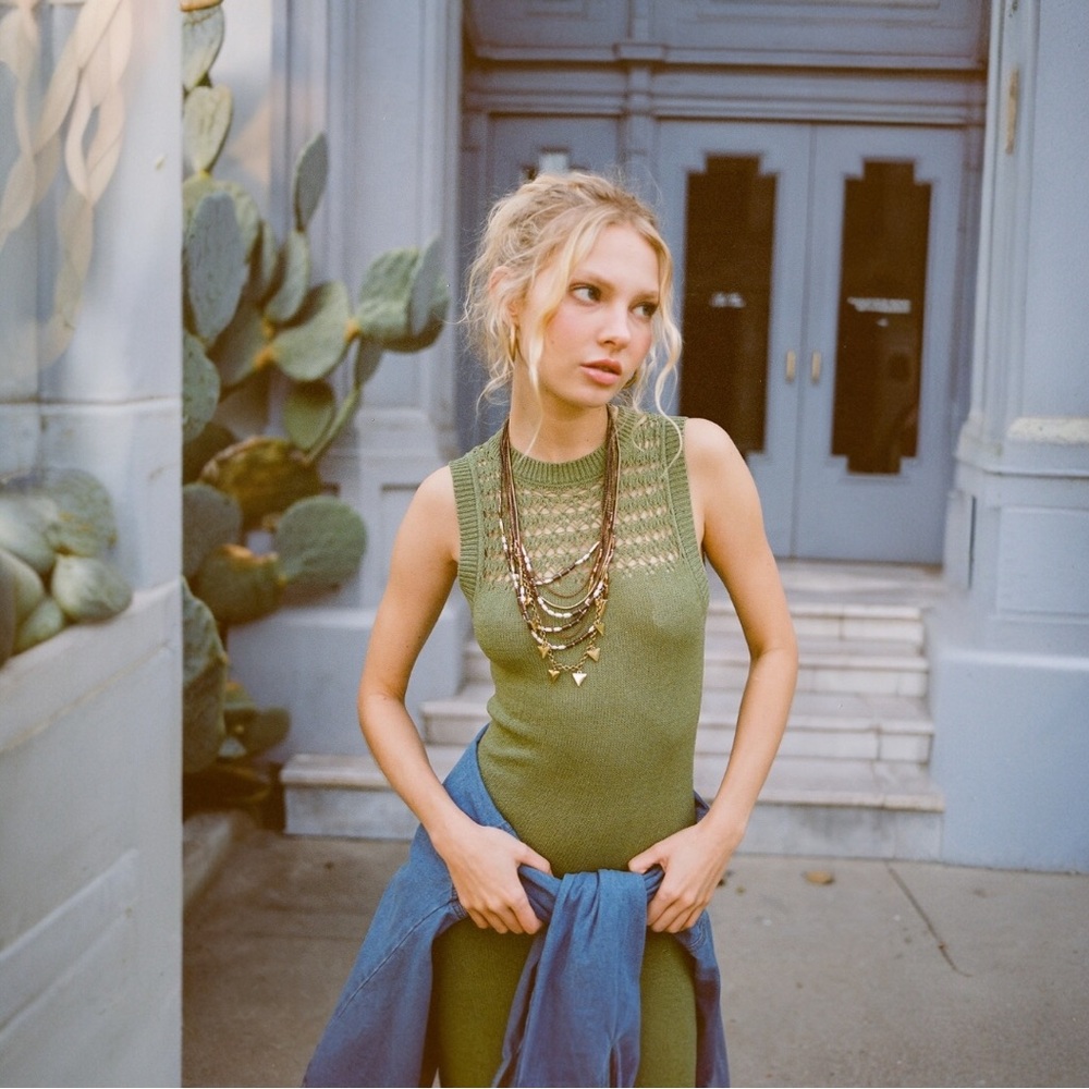 Bohemian Crochet Macrame Mesh Midi-Long Knit Dress - Picture 6 of 7
